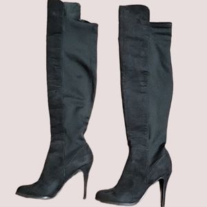 Diba Girl Over the Knee Vegan Cloth Boots Black sz 38 US 7.5